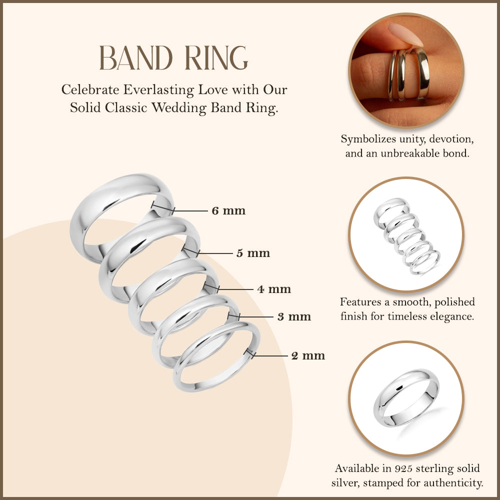 Sterling Silver Classic Wedding Band Ring, view 4