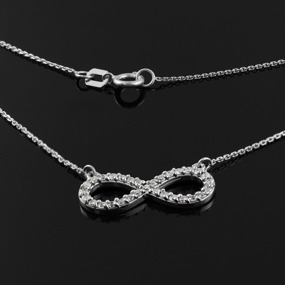 Sterling Silver Clear CZ Infinity Pendant Necklace, view 2