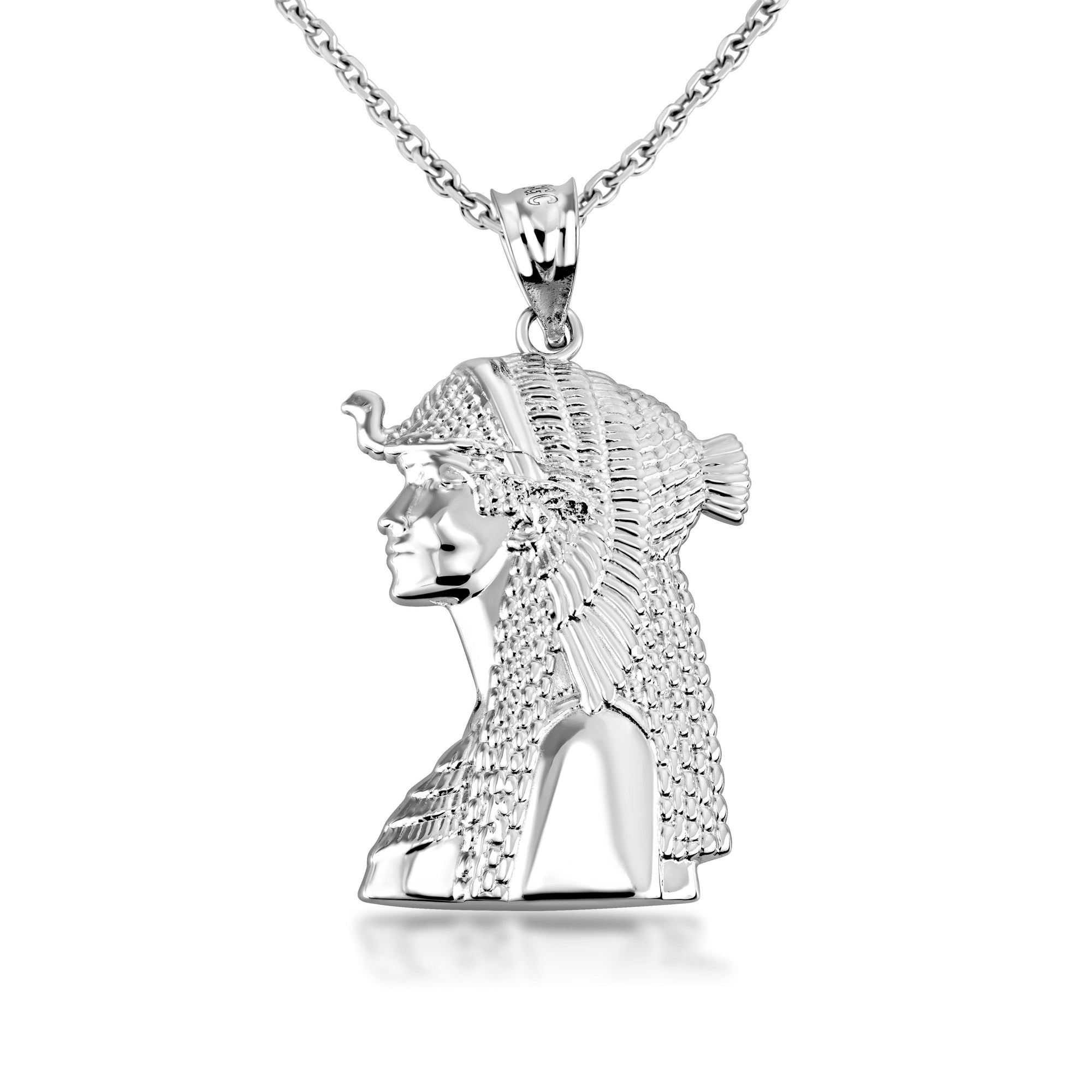 Sterling Silver Cleopatra Egyptian Queen Pendant Necklace, view 4