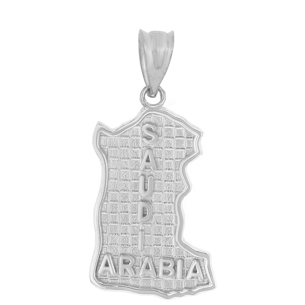 Sterling Silver Country of Saudi Arabia Geography Pendant Necklace, view 2