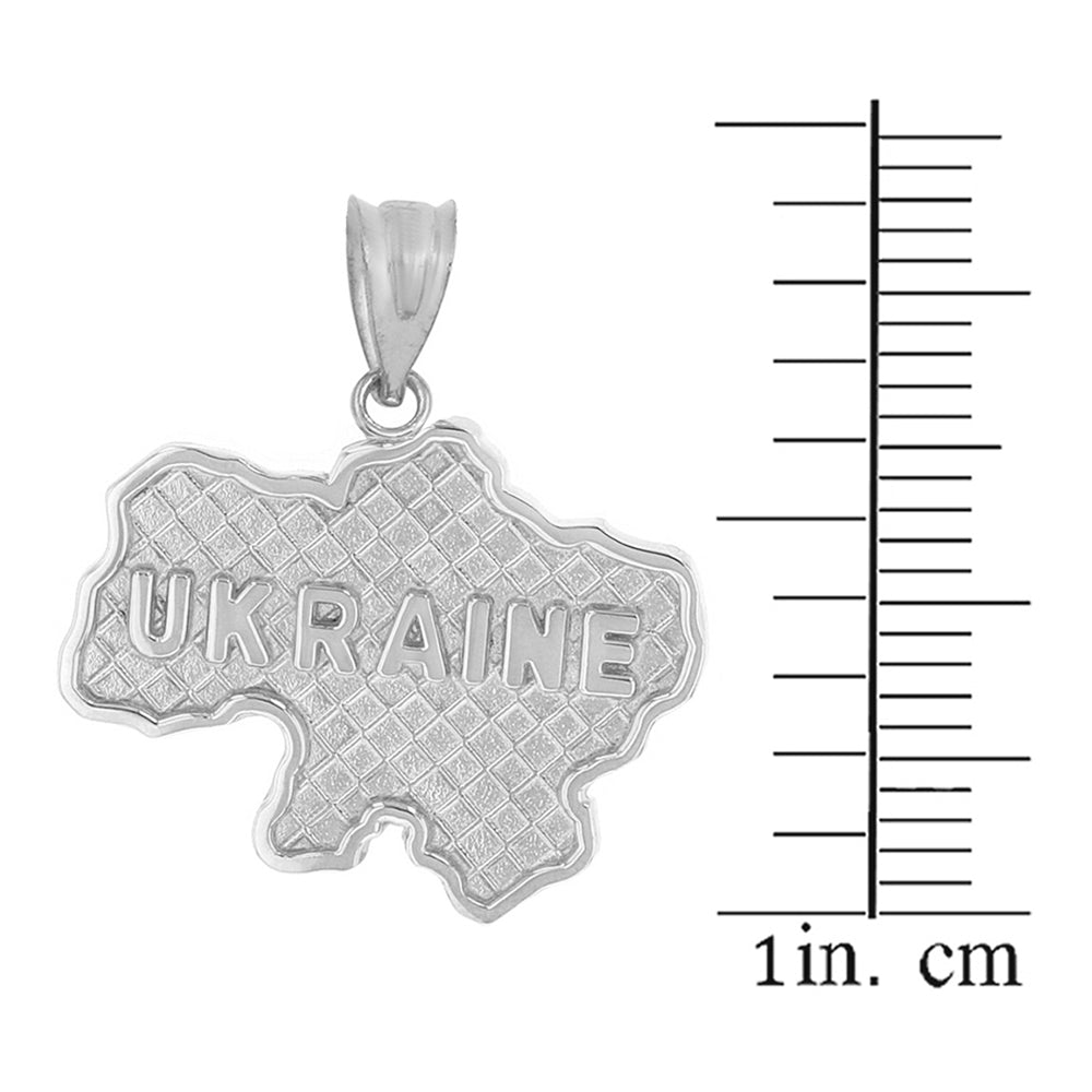 Sterling Silver Country of Ukraine Geography Pendant Necklace, view 2