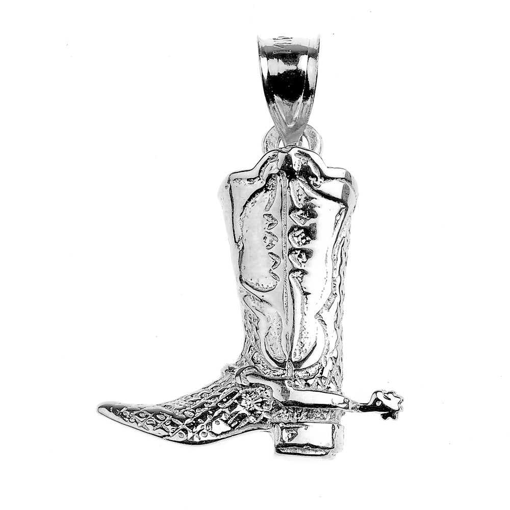 Sterling Silver Cowboy Boot Pendant Necklace, view 2