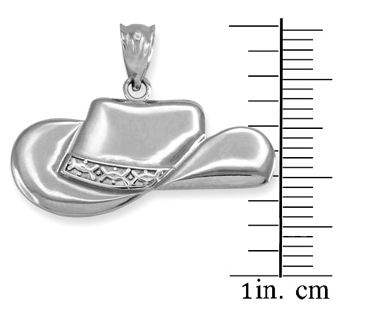 Sterling Silver Cowboy Hat Pendant Necklace, view 2