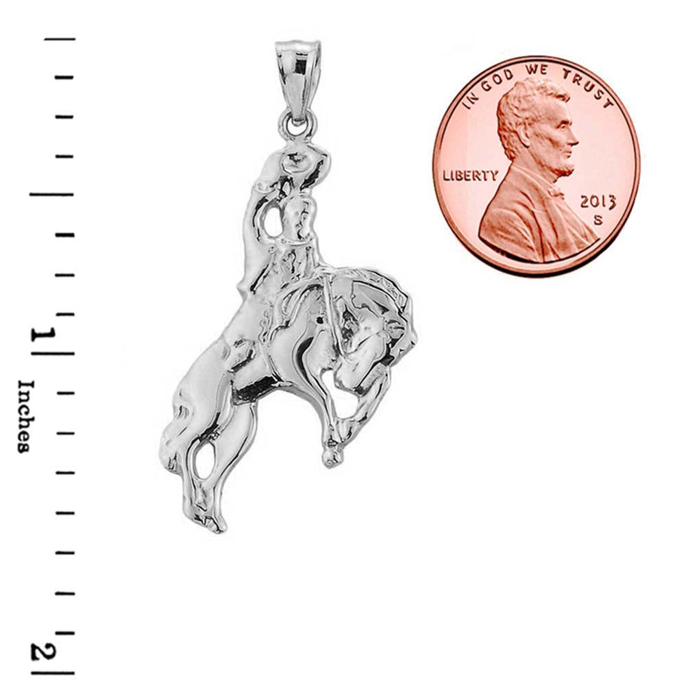 Sterling Silver Cowboy Horse Charm Pendant, view 3