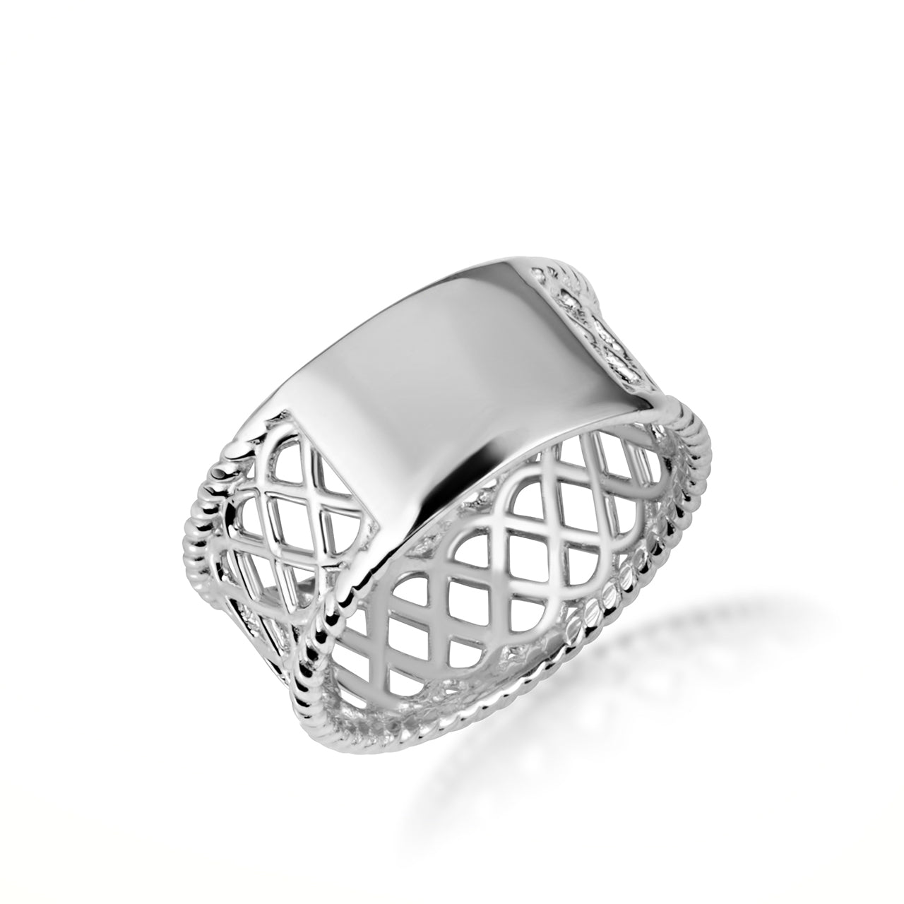 Sterling Silver Criss Cross X Design Band Ring
