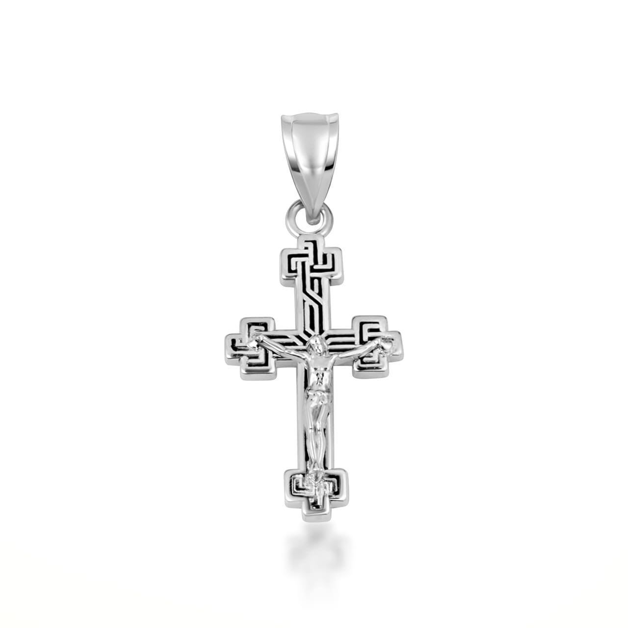 Sterling Silver Cross Crucifix Jesus Christ Enamel Pendant Necklace