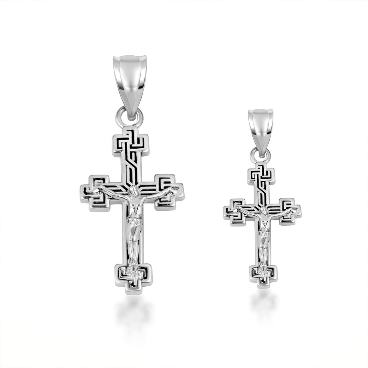 Sterling Silver Cross Crucifix Jesus Christ Enamel Pendant Necklace, view 5