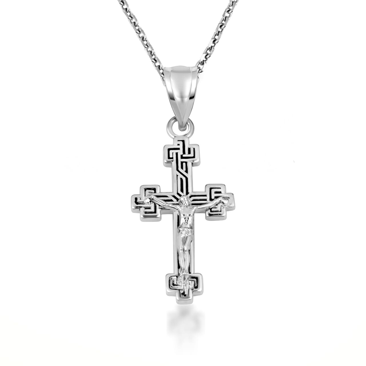 Sterling Silver Cross Crucifix Jesus Christ Enamel Pendant Necklace, view 6