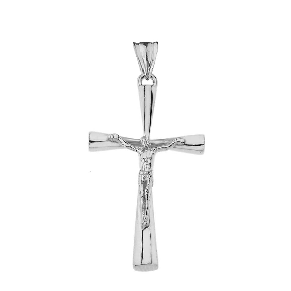 Sterling Silver Cross Crucifix Pendant Necklace (1.4"), view 2