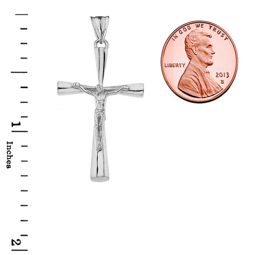 Sterling Silver Cross Crucifix Pendant Necklace (1.4"), view 3