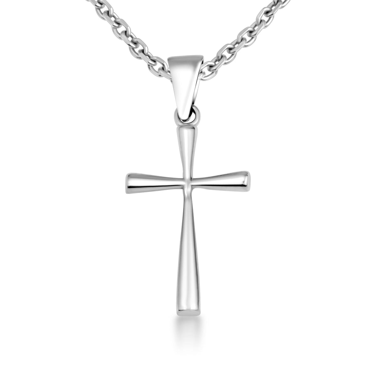 Sterling Silver Cross Pendant Necklace (Small), view 4