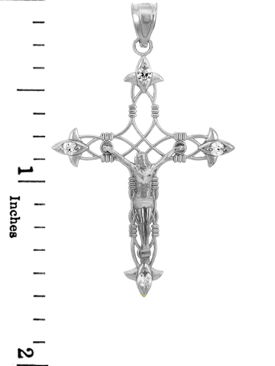 Sterling Silver Crucifix Pendant Necklace- The Fleur-de-Lis Crucifix, view 3