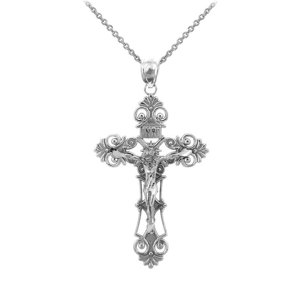 Sterling Silver Crucifix Pendant Necklace- The Savior Crucifix