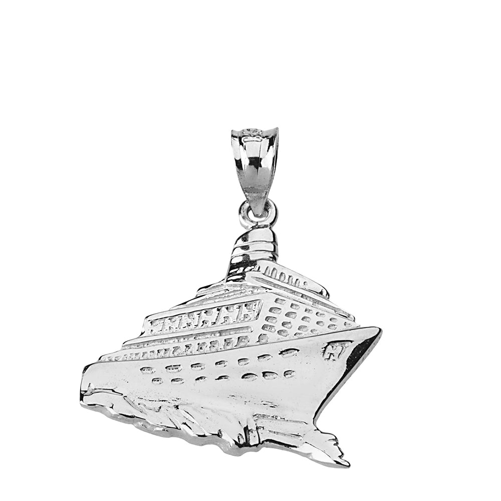 Sterling Silver Cruise Ship Ocean Liner Pendant Necklace, view 2