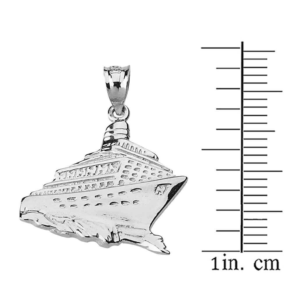 Sterling Silver Cruise Ship Ocean Liner Pendant Necklace, view 3