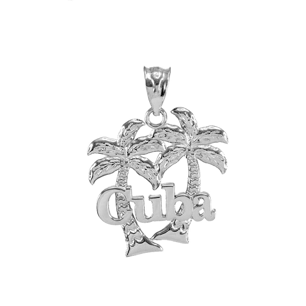Sterling Silver Cuba Palm Tree Pendant Necklace, view 2