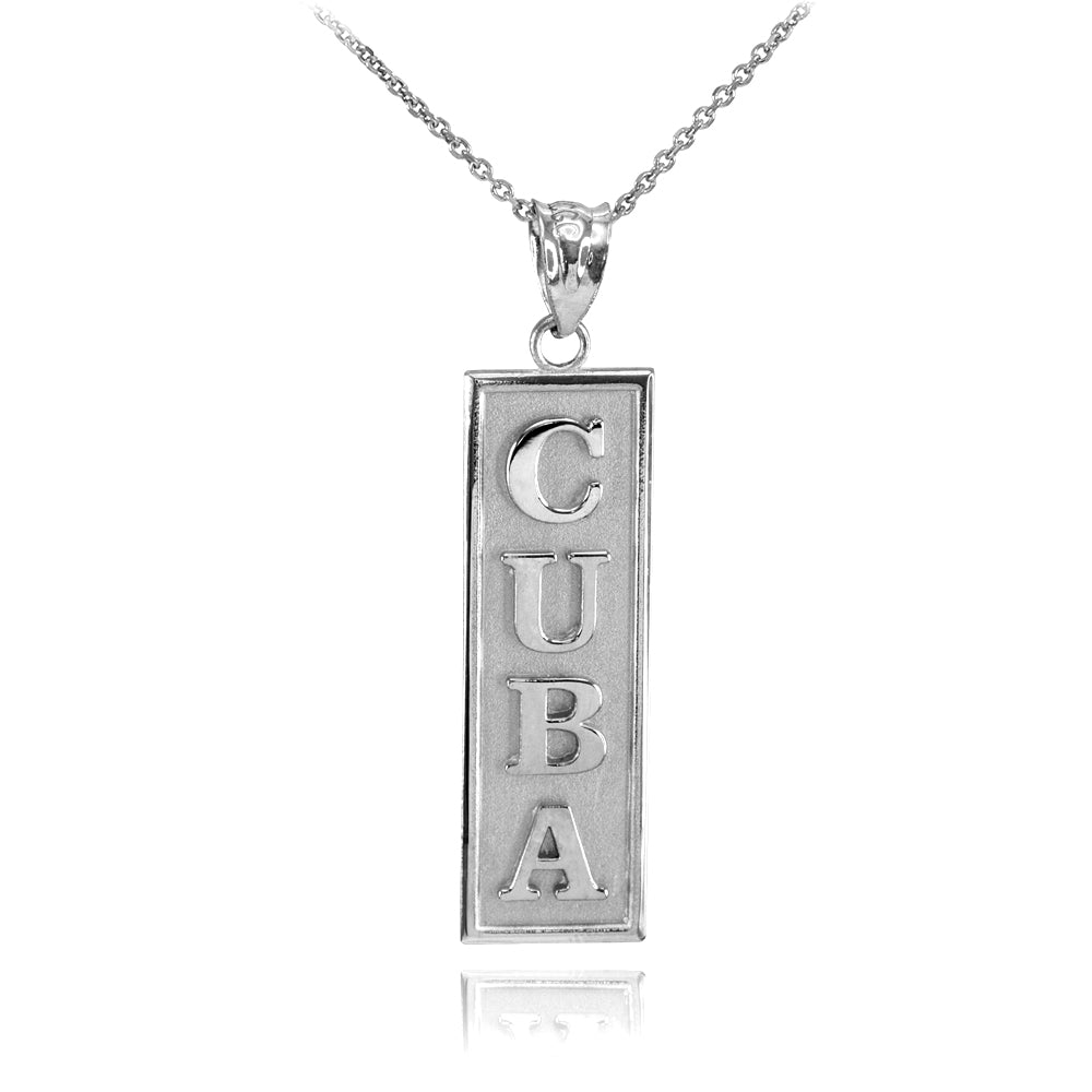 Sterling Silver CUBA Pendant Necklace — Depth: 0.04"