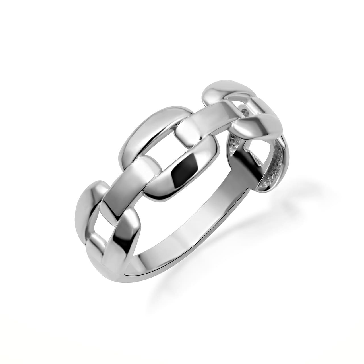 Sterling Silver Cuban Chain Link Band Ring 6.5 mm