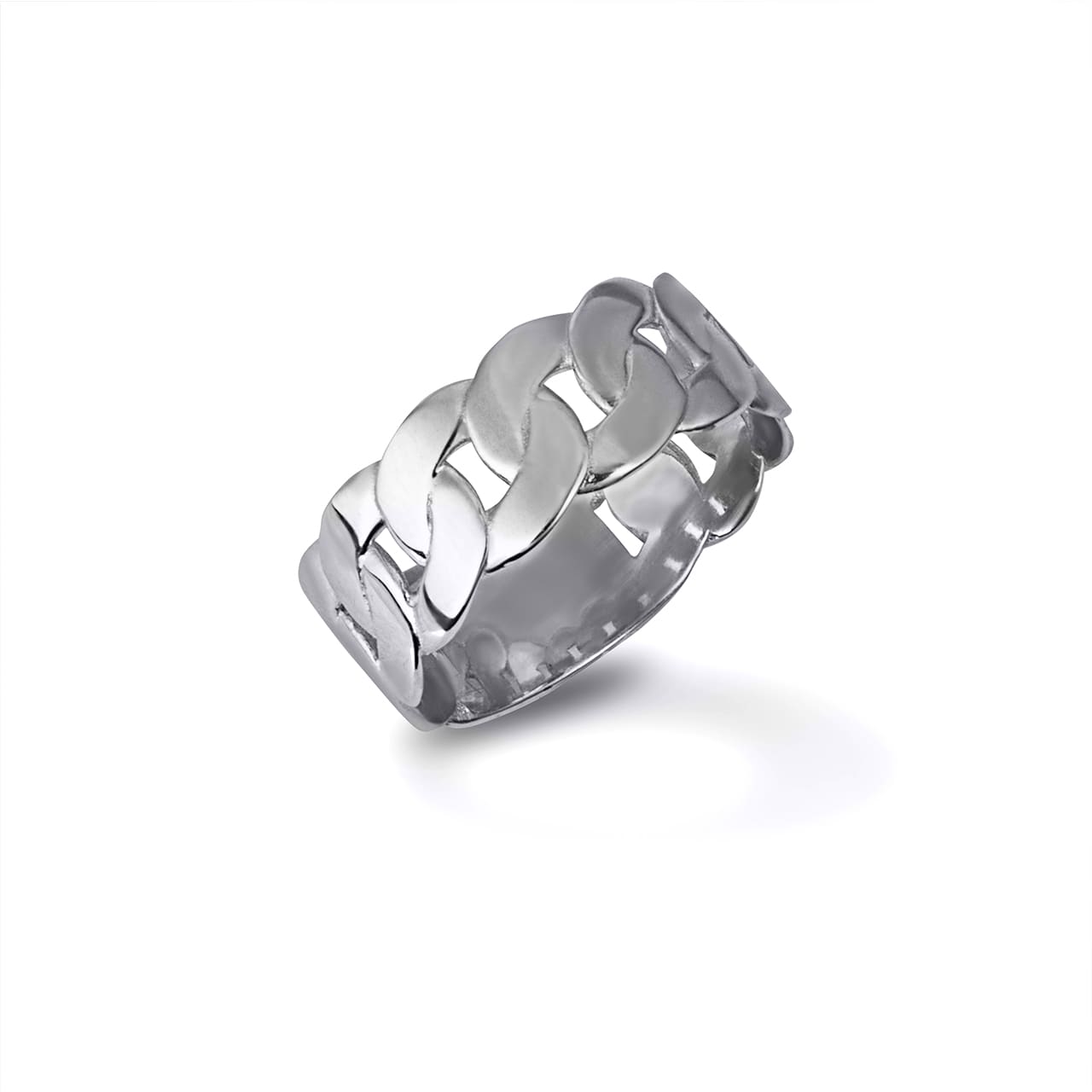 Sterling Silver Cuban Chain Link Band Ring 7 mm