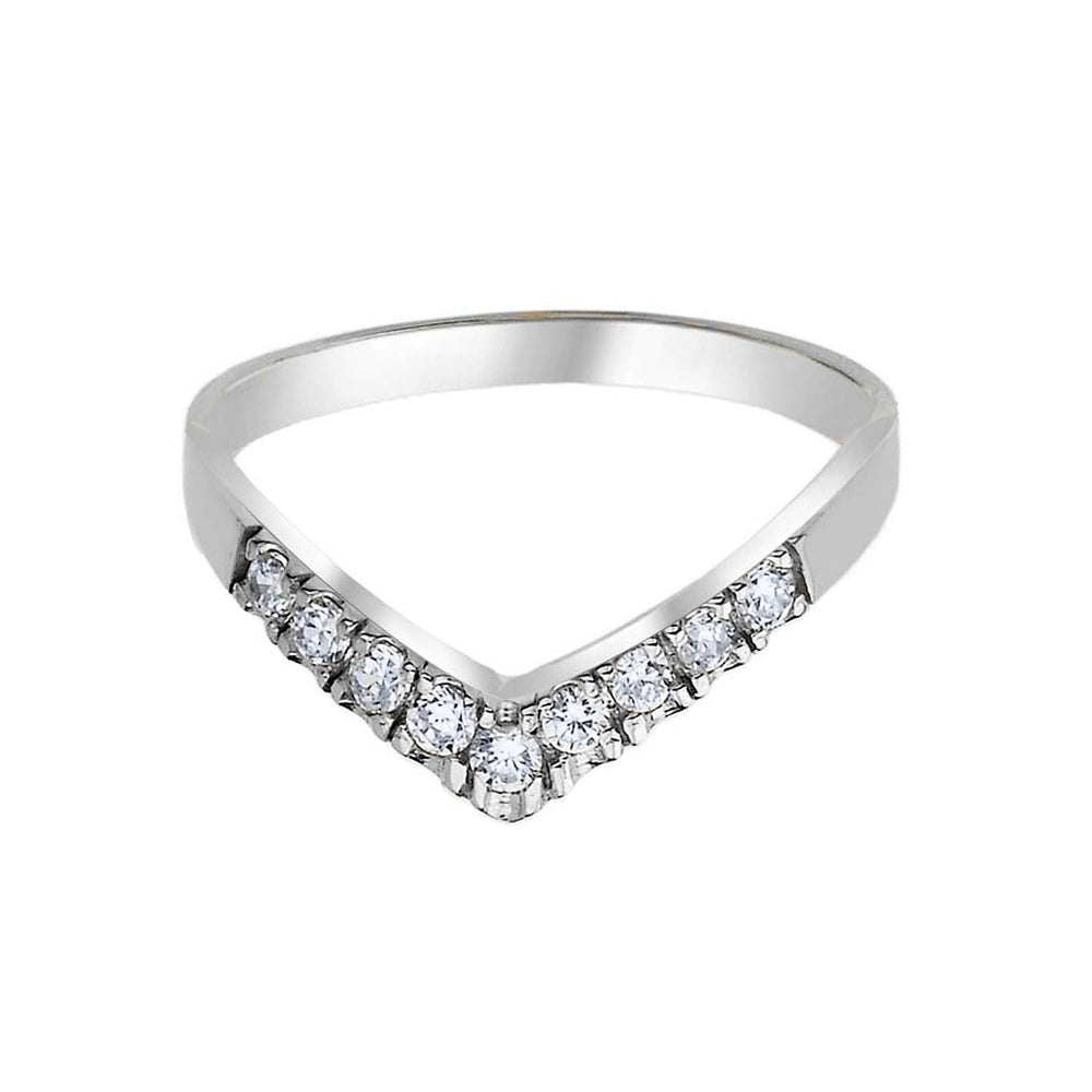 Sterling Silver Cubic Zirconia Chevron Ring, view 2