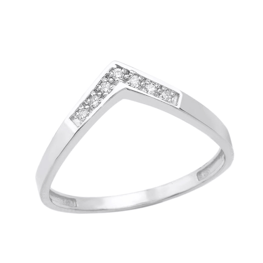 Sterling Silver Cubic Zirconia Chevron Stackable Band Ring