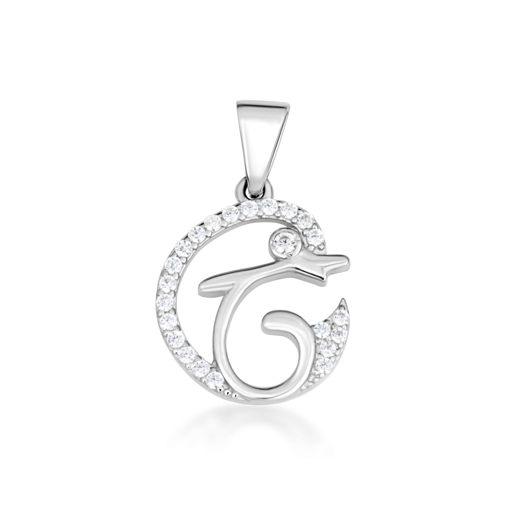Sterling Silver Cubic Zirconia Dolphin Silhouette Pendant Necklace