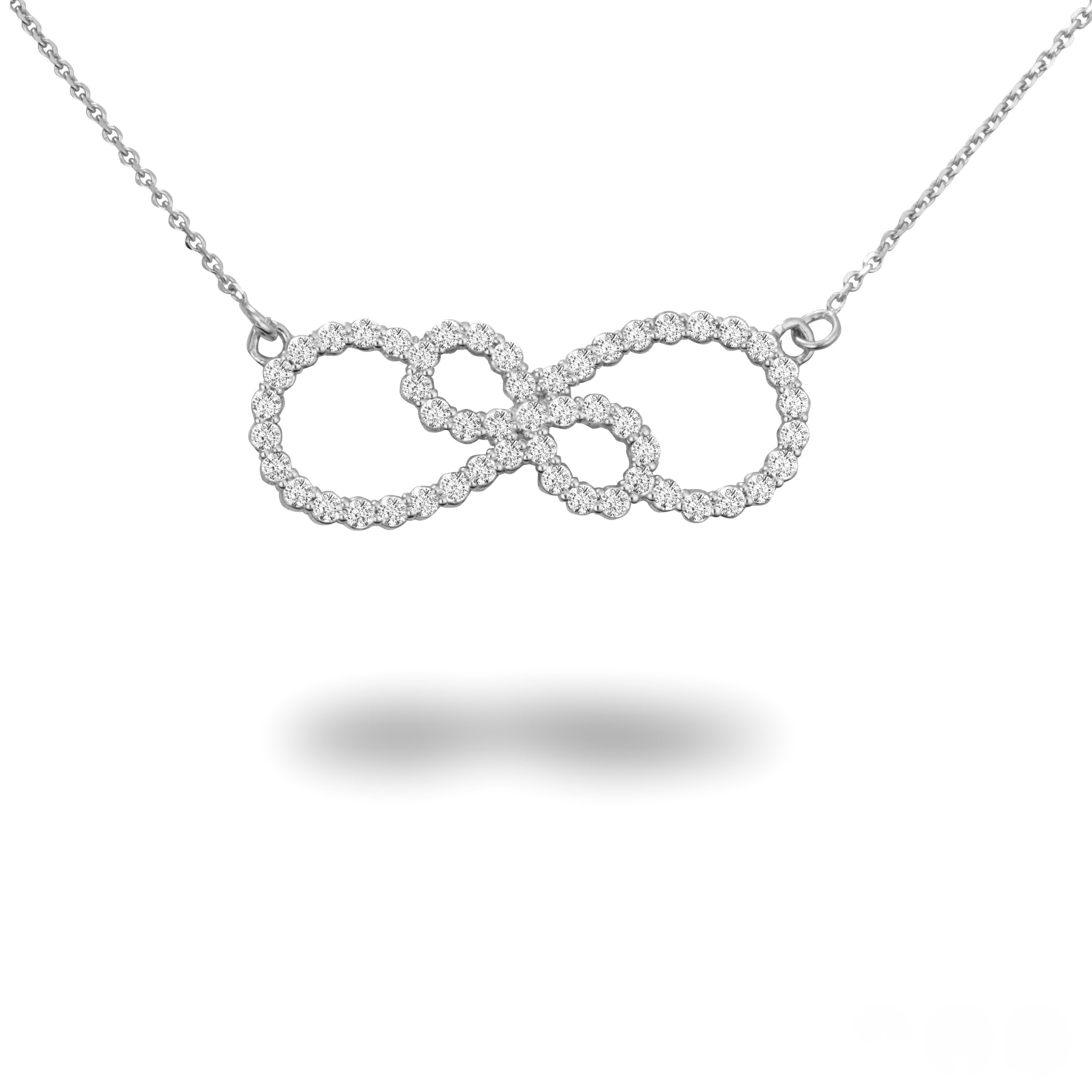 Sterling Silver Cubic Zirconia Double Infinity Intertwined Pendant Necklace