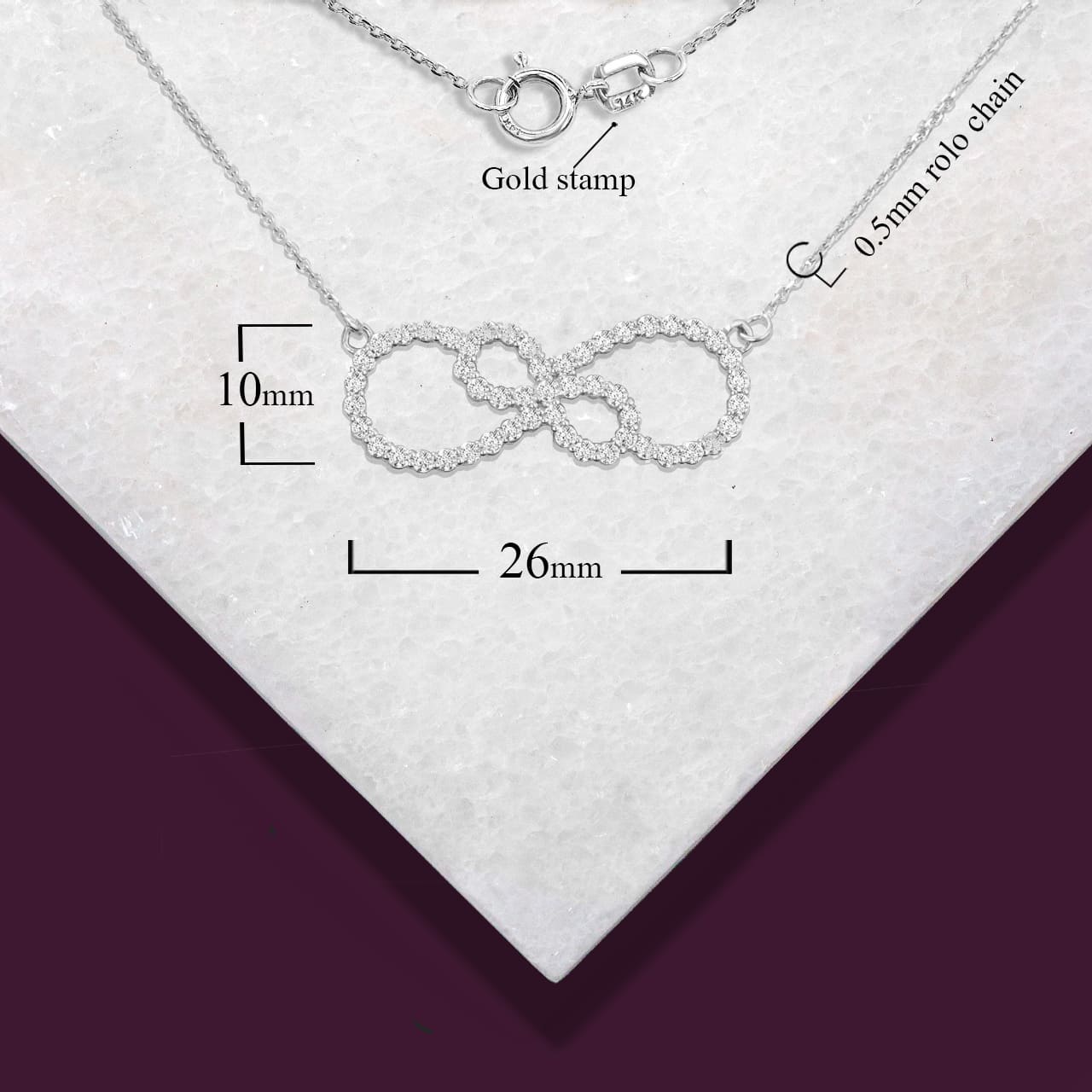 Sterling Silver Cubic Zirconia Double Infinity Intertwined Pendant Necklace, view 3