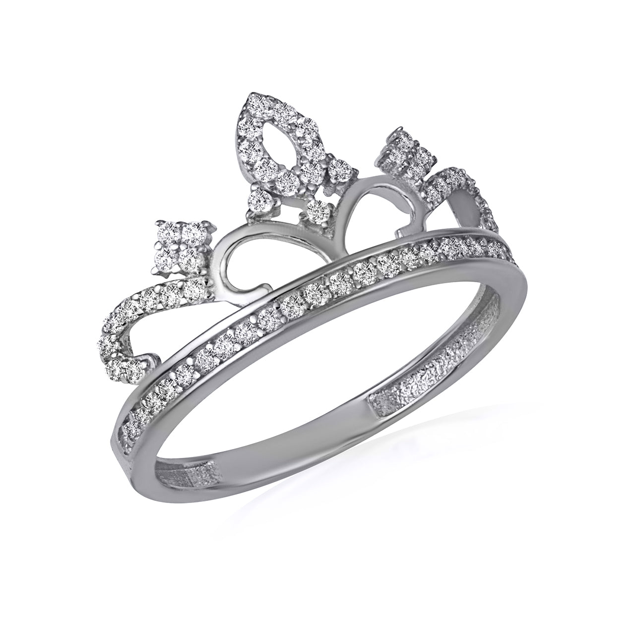 Sterling Silver Cubic Zirconia Filigree Crown Band Ring