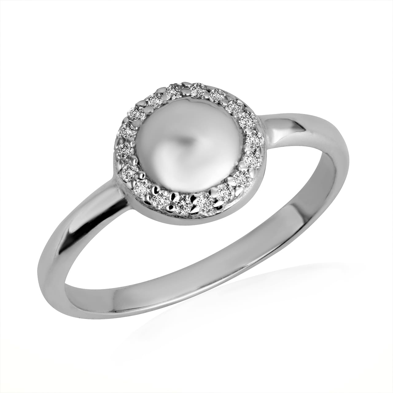 Sterling Silver Cubic Zirconia Halo Circle Ring