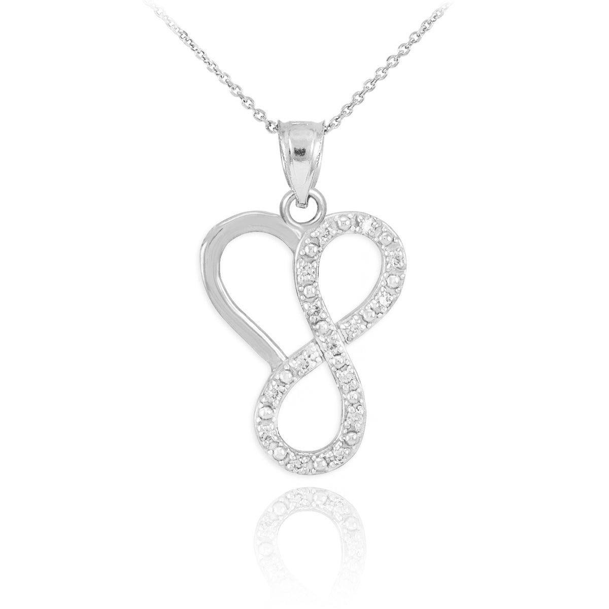 Sterling Silver Cubic Zirconia Heart Infinity Pendant Necklace