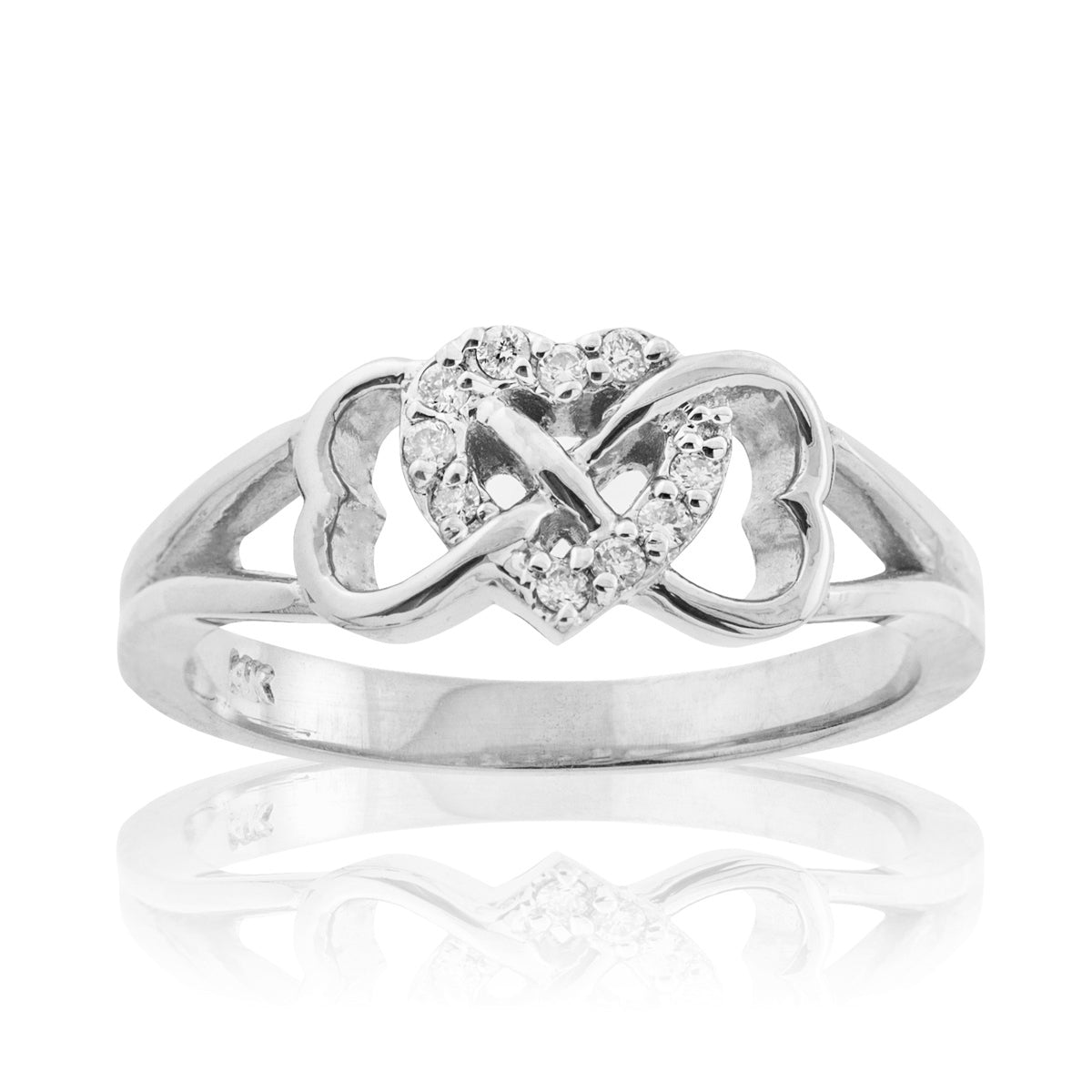 Sterling Silver Cubic Zirconia Heart Infinity Ring