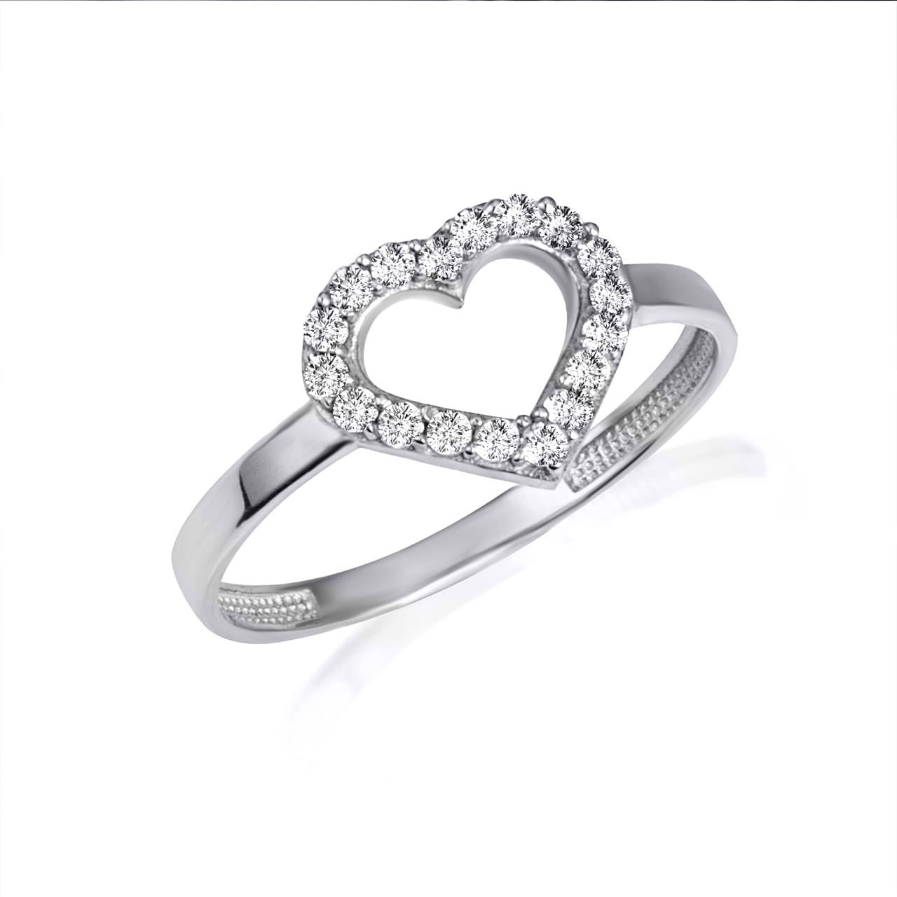 Sterling Silver Cubic Zirconia Heart Love Ring