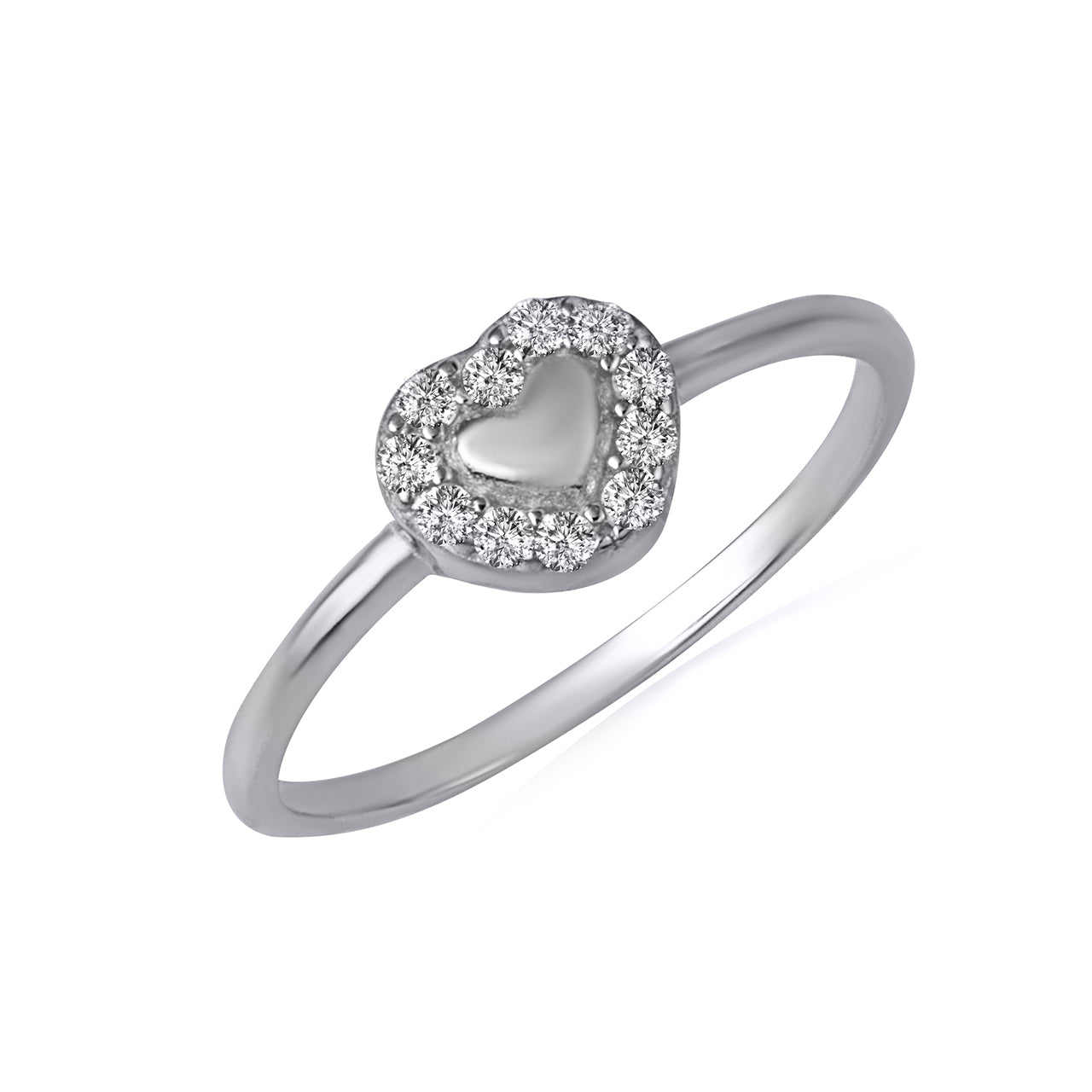 Sterling Silver Cubic Zirconia Heart Ring