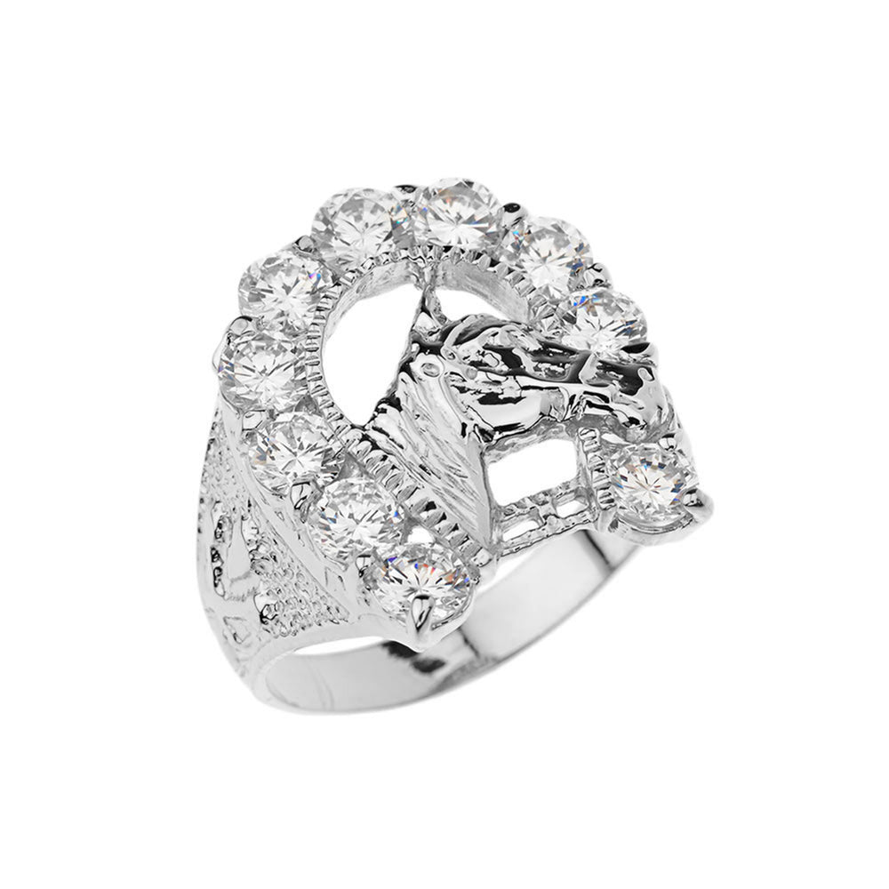 Sterling Silver Cubic Zirconia Horseshoe Ring