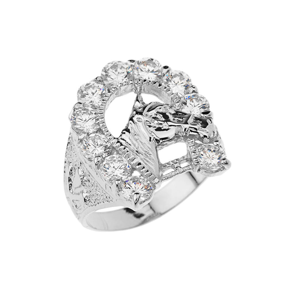 Sterling Silver Cubic Zirconia Horseshoe Ring