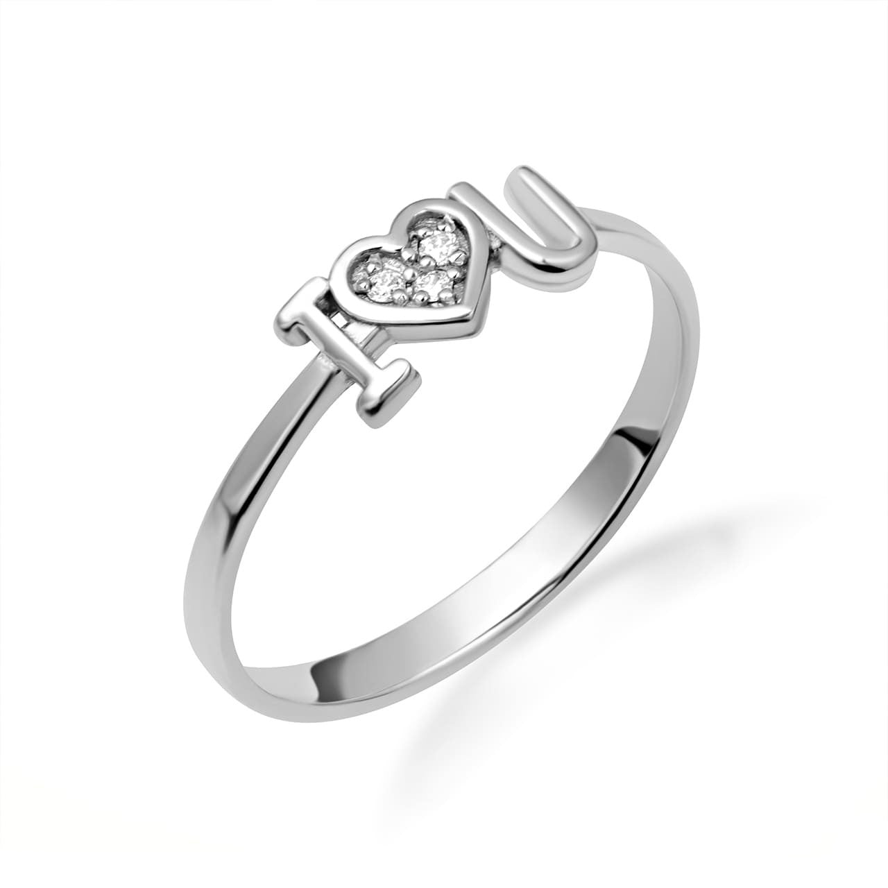 Sterling Silver Cubic Zirconia "I Heart U" Love Ring