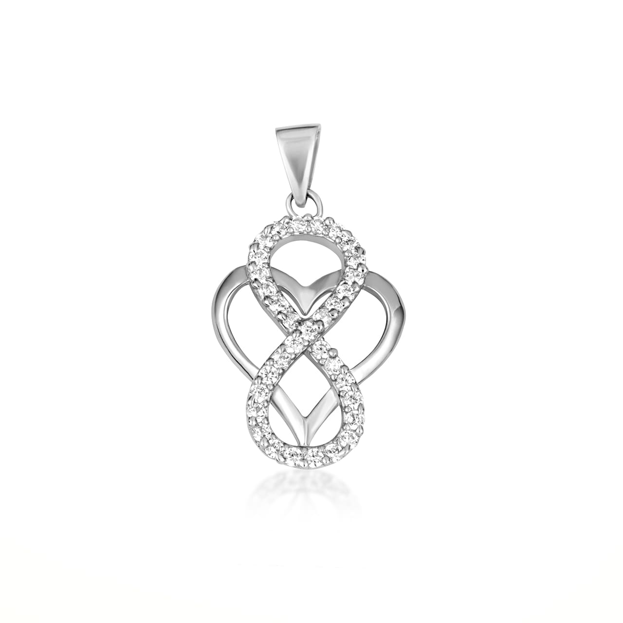 Sterling Silver Cubic Zirconia Infinity Heart Pendant Necklace