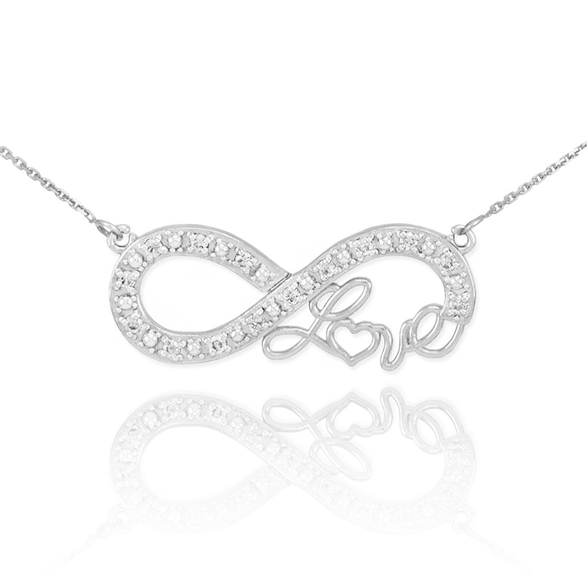Sterling Silver Cubic Zirconia Infinity Love Pendant Necklace