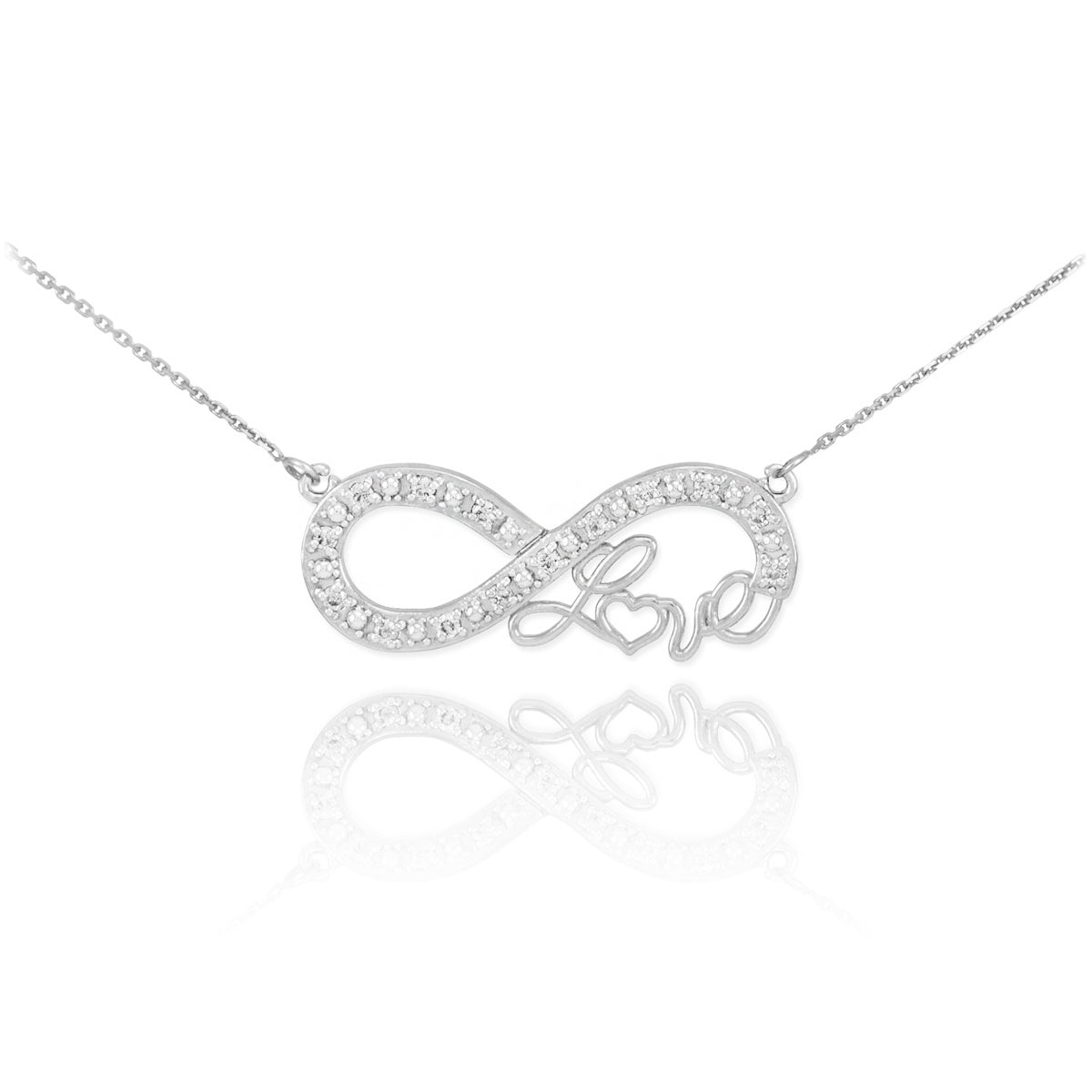 Sterling Silver Cubic Zirconia Infinity Love Pendant Necklace, view 2