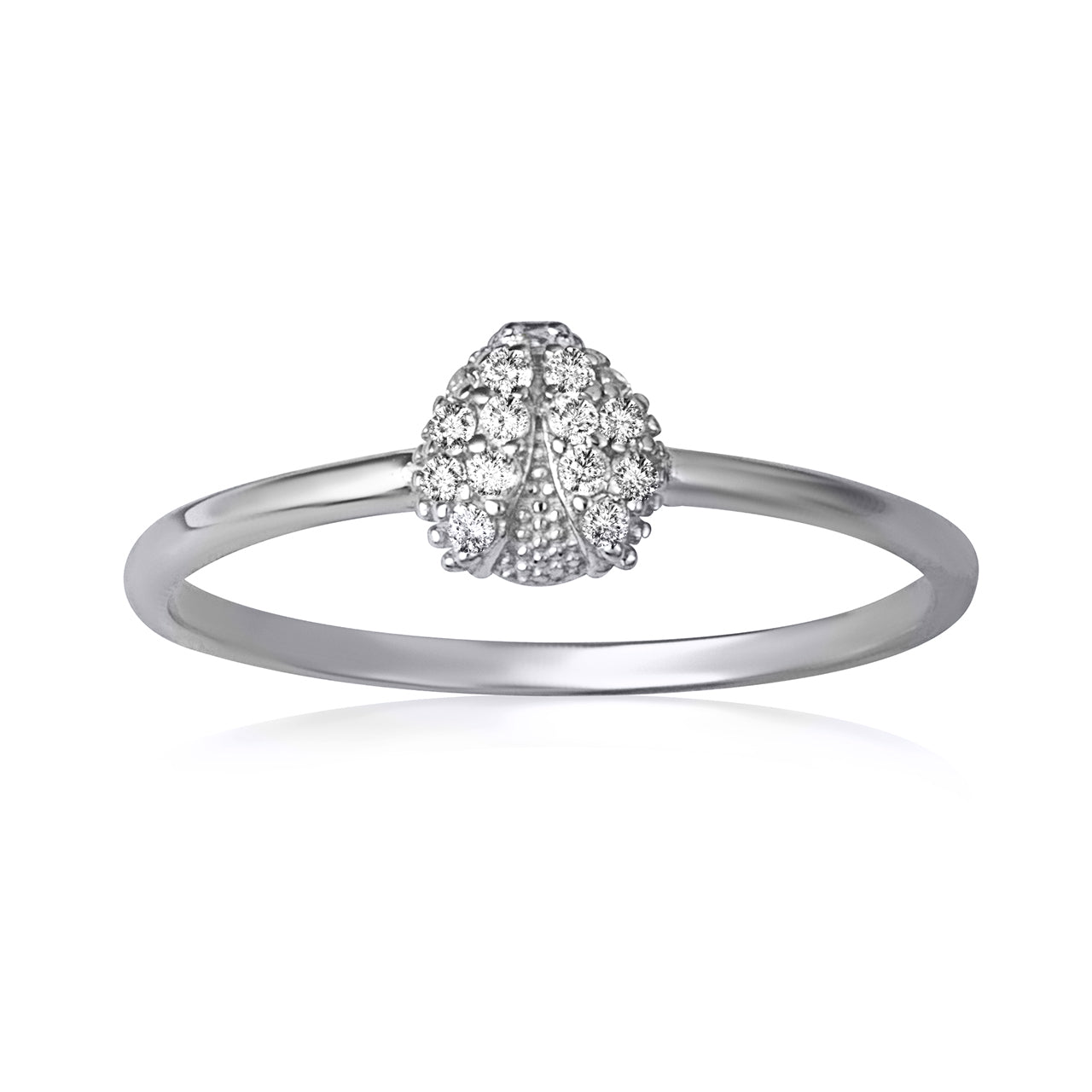 Sterling Silver Cubic Zirconia Ladybug Ring