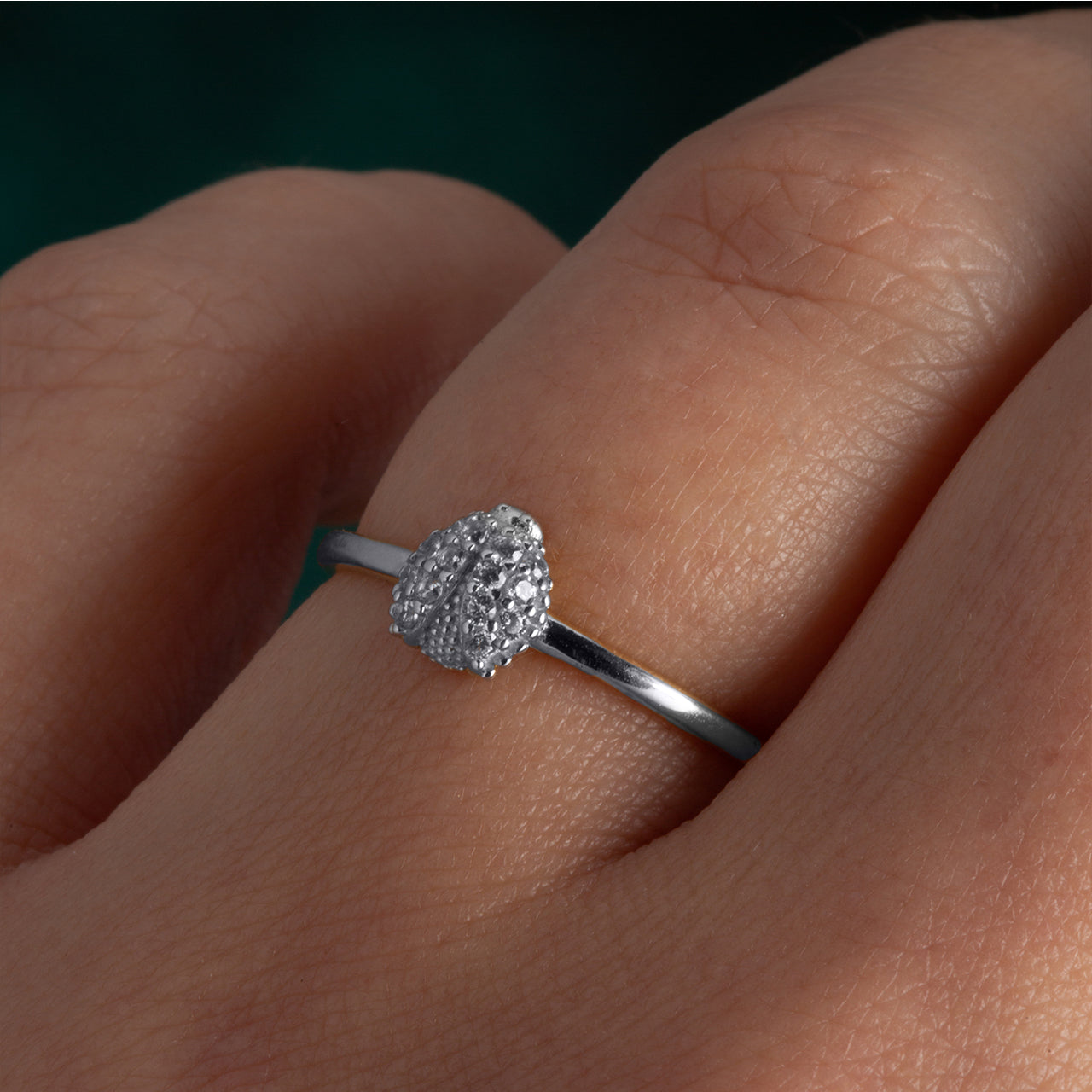 Sterling Silver Cubic Zirconia Ladybug Ring, view 2