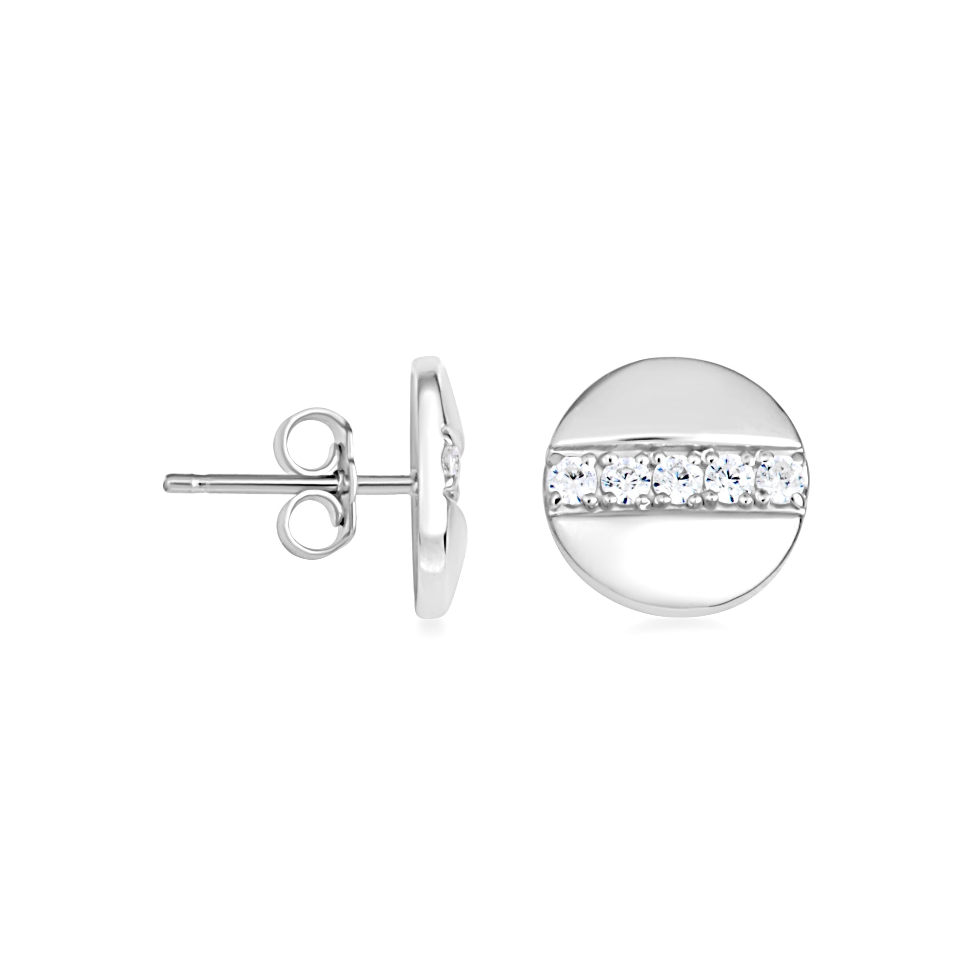 Sterling Silver Cubic Zirconia Round Stud Earrings Pendant Necklace Set, view 5