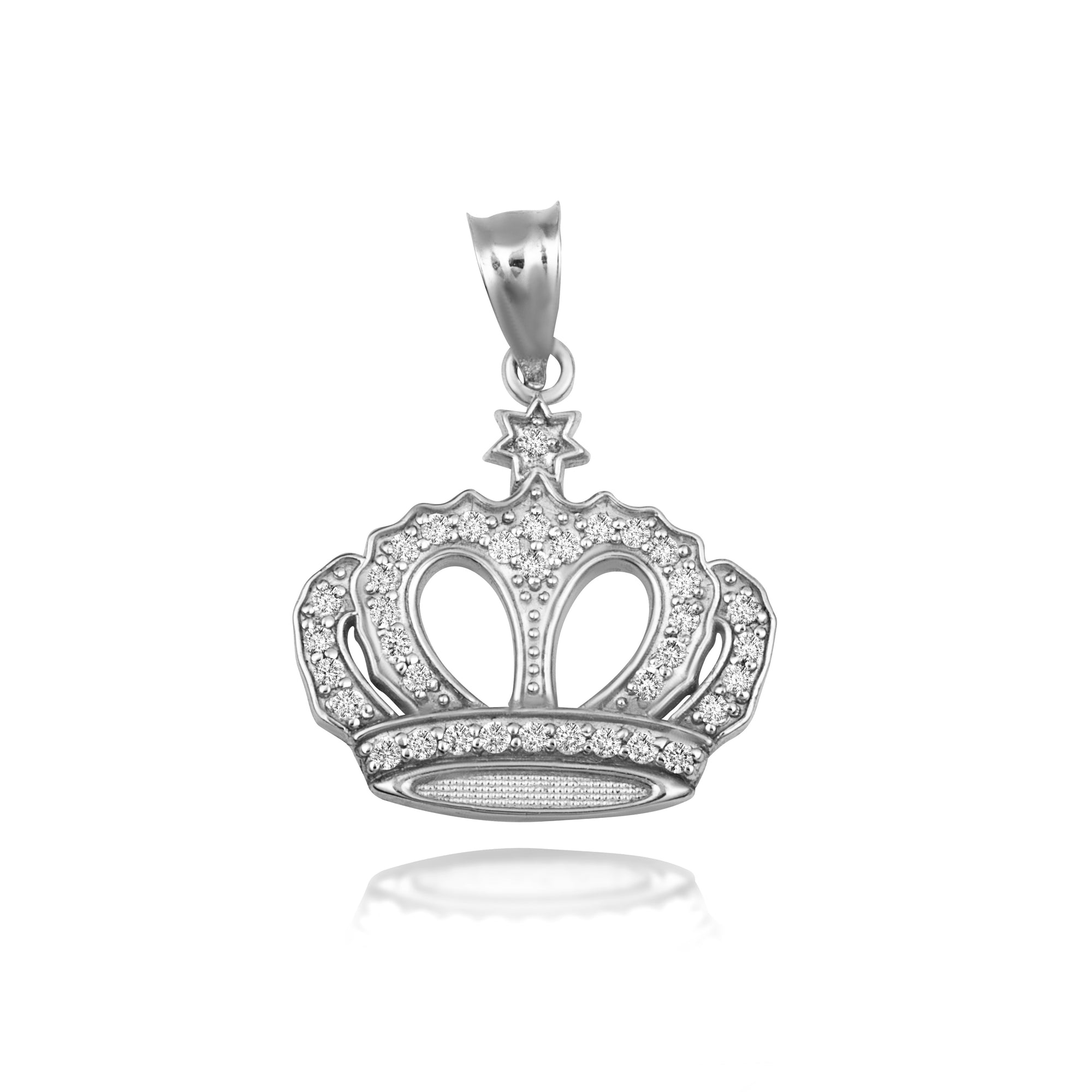 Sterling Silver Cubic Zirconia Royal Crown Pendant Necklace
