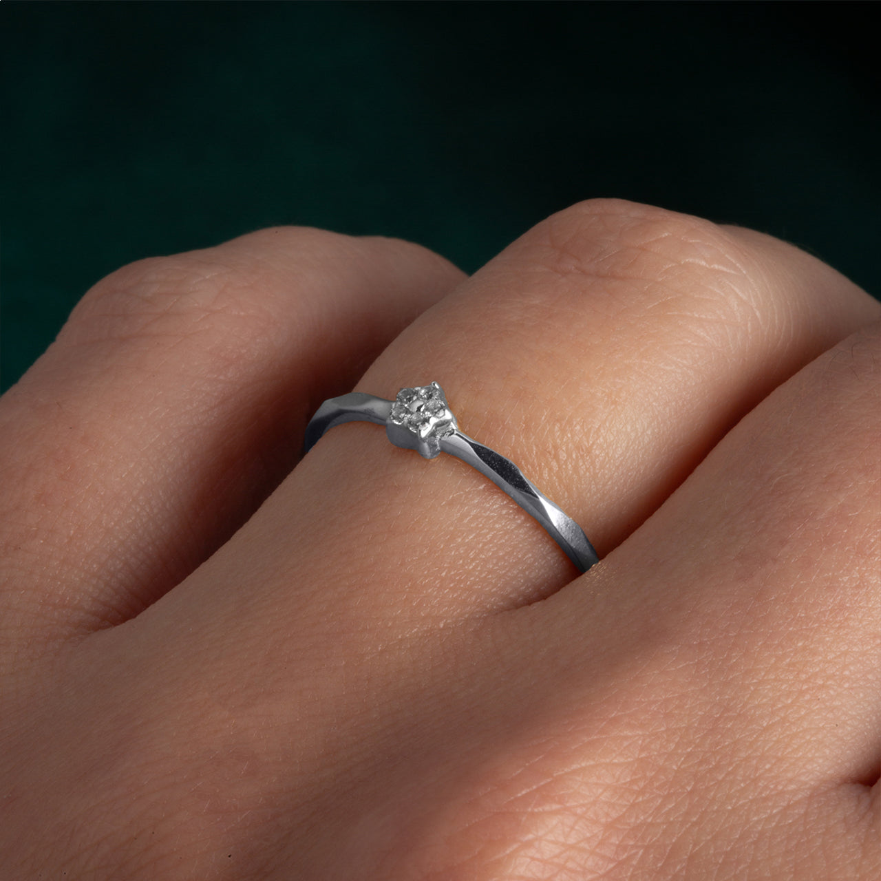 Sterling Silver Cubic Zirconia Star Ring, view 2