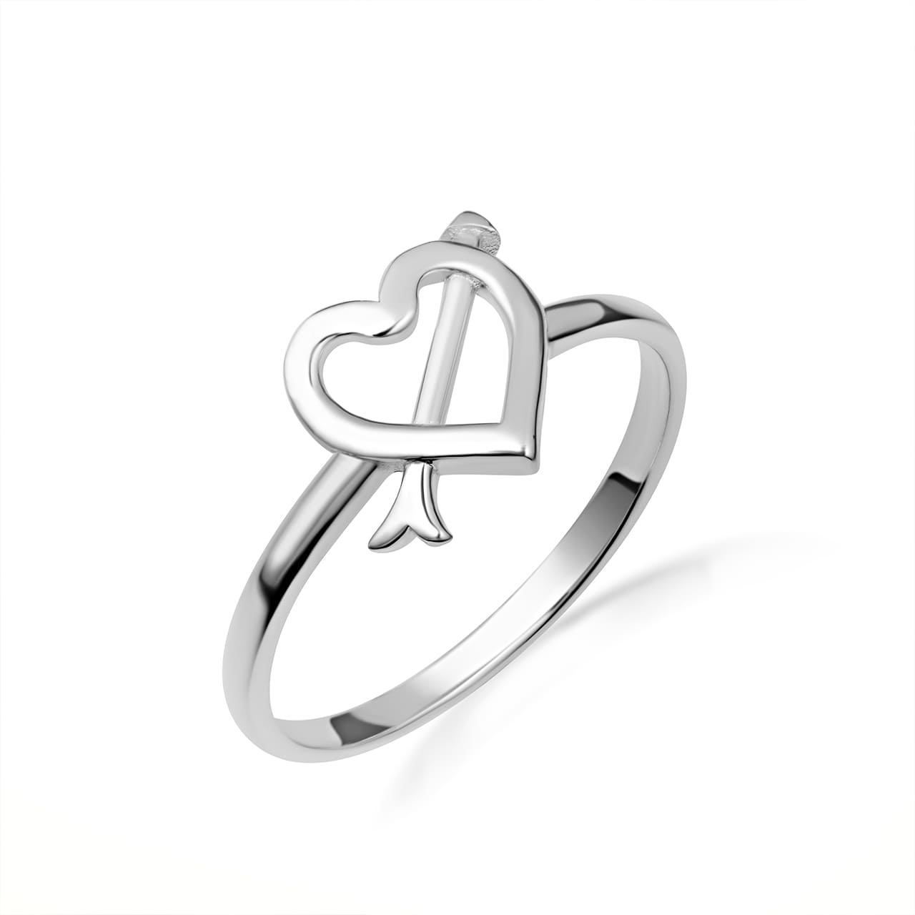 Sterling Silver Cupid's Arrow Heart Love Ring