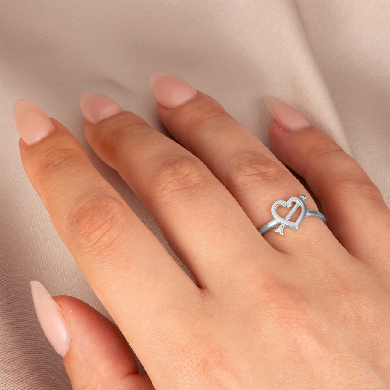 Sterling Silver Cupid's Arrow Heart Love Ring, view 2