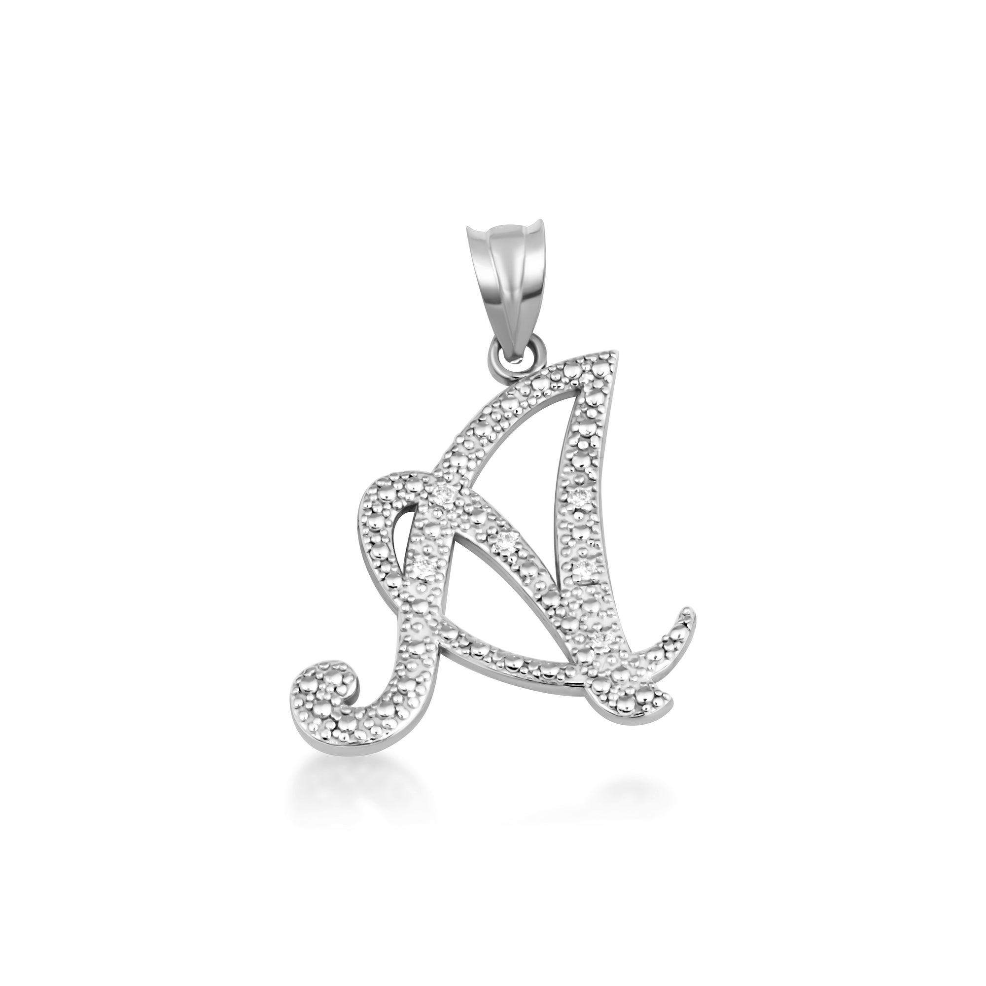 Sterling Silver Cursive Letter Script "A-Z" CZ Initial Pendant Necklace