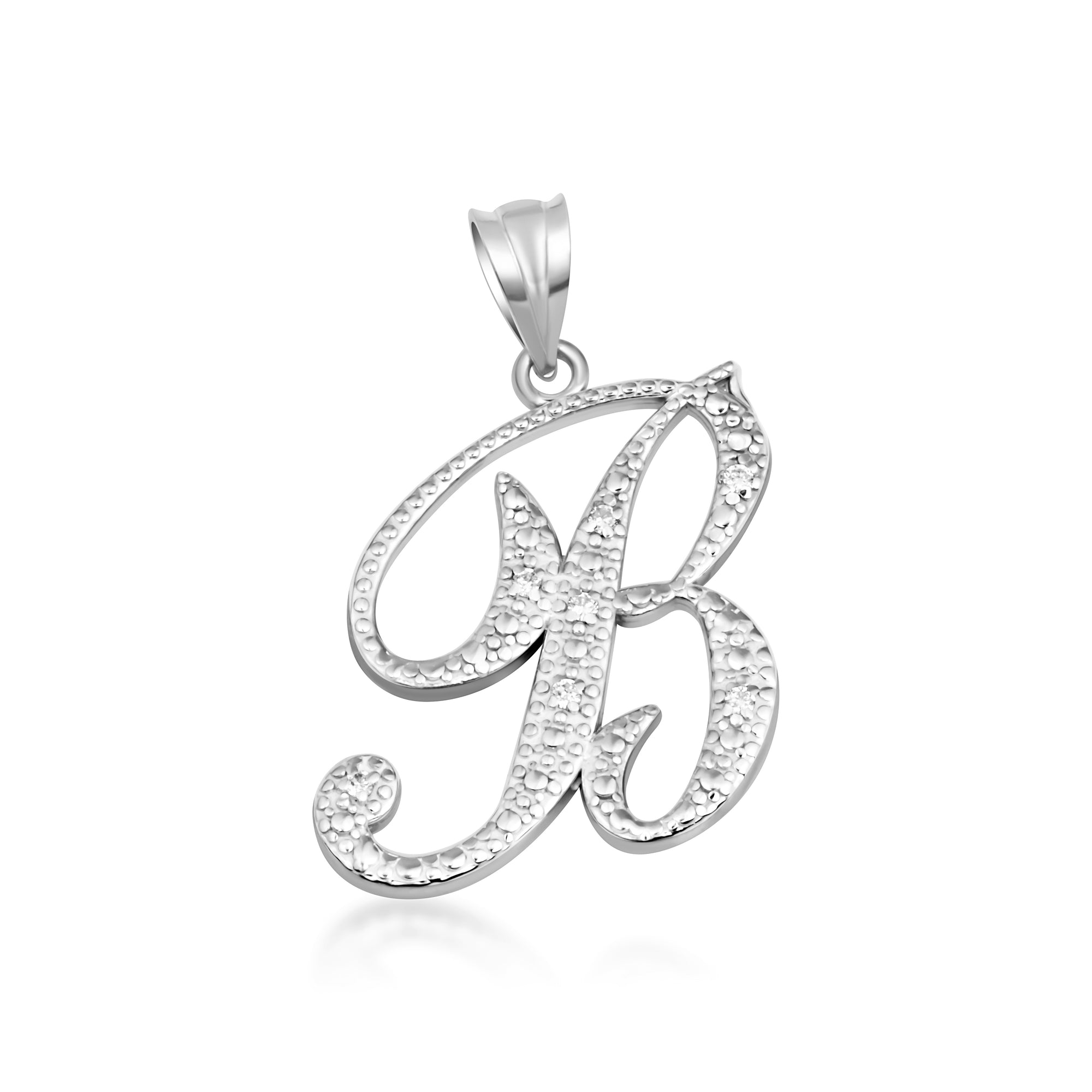 Sterling Silver Cursive Letter Script "A-Z" CZ Initial Pendant Necklace, view 5
