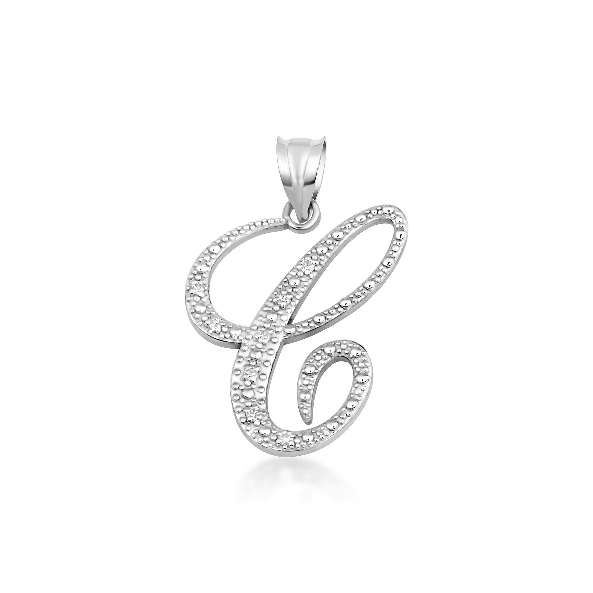 Sterling Silver Cursive Letter Script "A-Z" CZ Initial Pendant Necklace, view 6